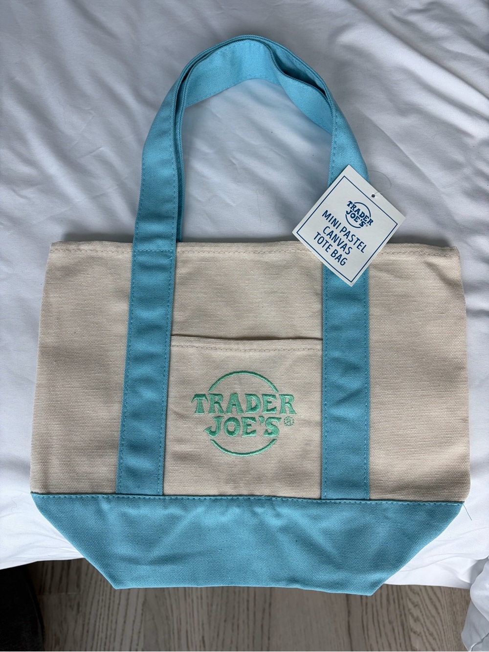 Trader Joe's Mini Pastel Canvas Tote Bag - Blue